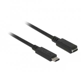 DeLOCK Premium USB-C auf USB-C Verlängerungskabel - USB3.2 (bis 10 Gbit/s) - PD bis 20V/3A - Video bis 4K 60Hz / Schwarz - 1 Meter