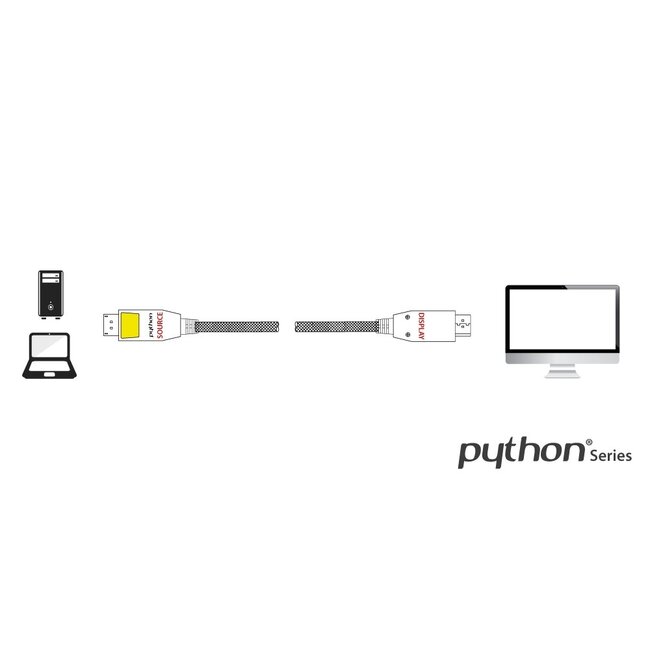 PYTHON aktives DisplayPort Kabel - Version 1.4 (5K/8K 60Hz) / Weiß - 10 Meter