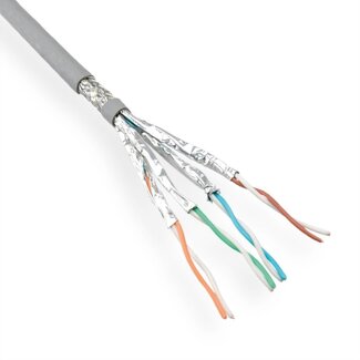 Roline S/FTP CAT6a 10-Gigabit Netzwerkkabel AWG23 LSZH, fest, grau - 100 Meter