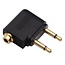 Premium 3,5mm Stereo Flugzeugadapter - Winkelstecker - Vergoldet / Schwarz