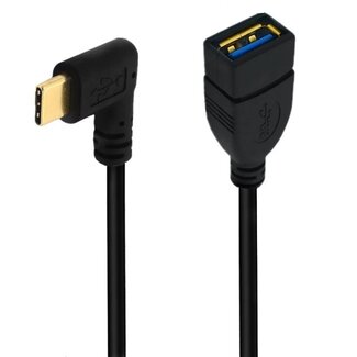 Universal USB-C Stecker 90° (links/rechts) auf USB-A Buchse Adapter - USB 3.0 / Schwarz - 0,25 m