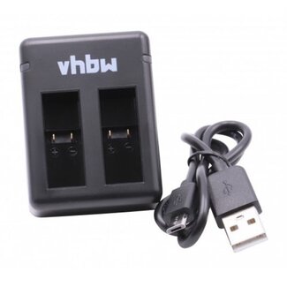 VHBW Duo-Akku-Ladegerät kompatibel mit GoPro Hero (2018), Hero5, Hero6 und Hero7 (Micro USB)