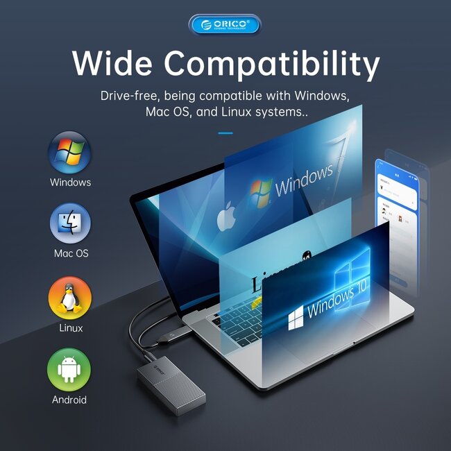 Orico M.2 NVMe PCIe SSD Gehäuse (max. 80 mm, bis 4 TB) - USB 3.1 / Aluminium