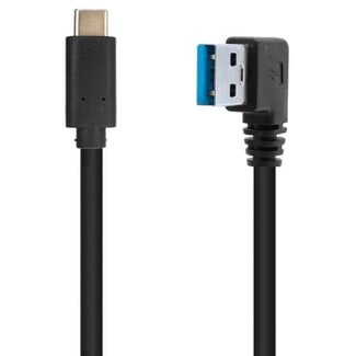 Dolphix USB-C auf USB-A Winkelkabel links - USB 3.0 - 0,9A - 1 Meter schwarz