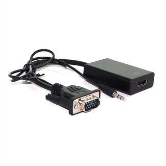 Dolphix VGA + 3,5mm Klinke (m) zu HDMI Adapter mit HDCP - Stromversorgung via Micro USB / Schwarz - 0,15 m
