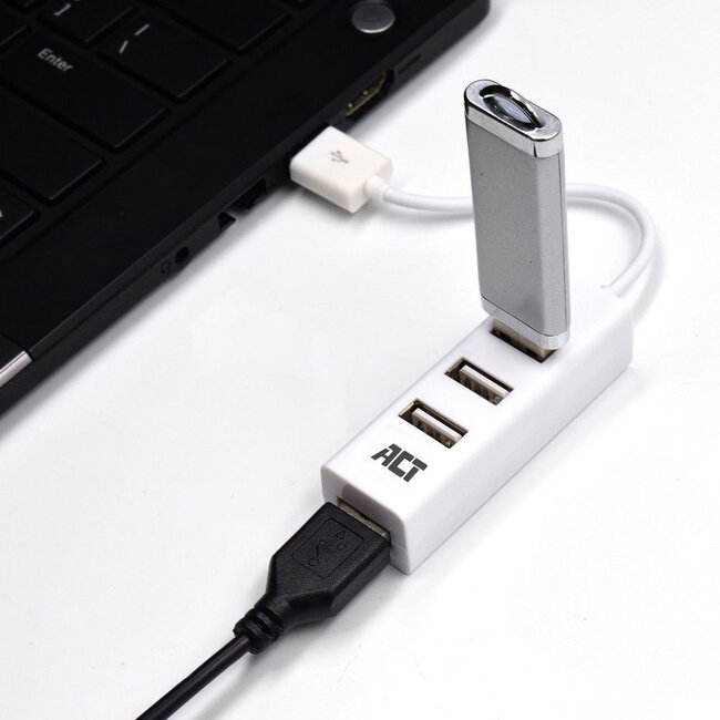ACT USB-Hub 4 Ports USB 2.0 busbetrieben weiß 0,10 m