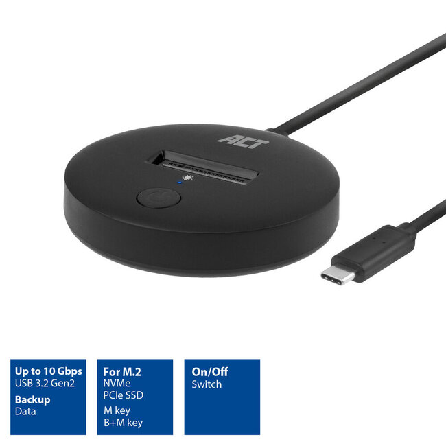 ACT Dockingstation für M.2 NVMe/PCIe SSD - USB 3.1 (10 Gbps) / Schwarz