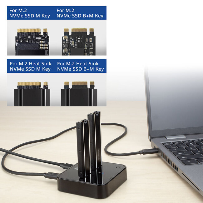 ACT Dual-Bay Dockingstation für M.2 NVMe/PCIe SSD - USB 3.1 (10 Gbps) / Schwarz