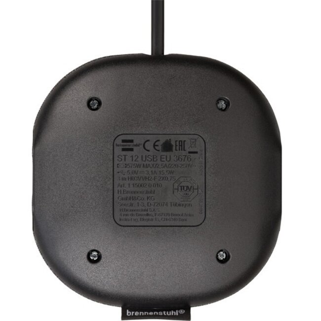 Brennenstuhl Estilo USB-Ladestation 2 Ports Euro CEE 7/16 Stecker 3,1A Grau 3m