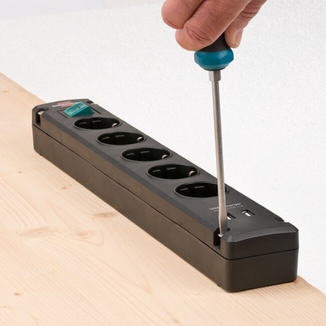 Brennenstuhl Bremounta Steckdosenleiste 5-fach + 2x USB-A, 3m, schwarz