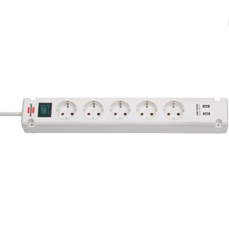 Brennenstuhl Brennenstuhl Bremounta Steckdosenleiste 5-fach + 2x USB-A, 3m, weiß