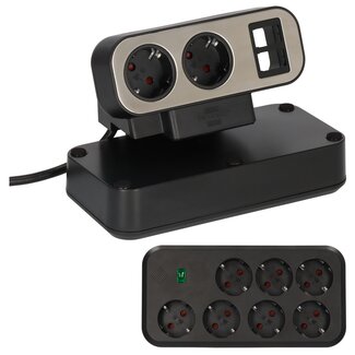 Brennenstuhl Brennenstuhl Estilo Steckdosenleiste 2+7 Kontakte, 2x Keystone, Überspannungsschutz, 2m, Schwarz/Grau