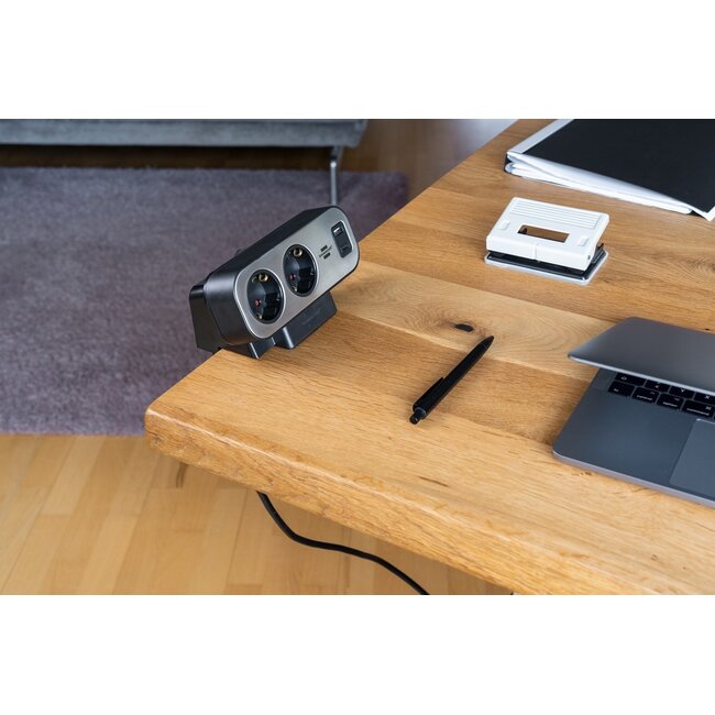 Brennenstuhl Estilo Steckdosenleiste 2+8 Steckplätze & 2x USB (1x PD) Schwarz/Grau - 2m