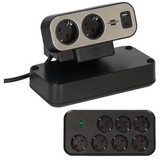 Brennenstuhl Brennenstuhl Estilo Steckdosenleiste 2+7 Kontakte, 2x USB (1x PD), Überspannungsschutz, Schwarz/Grau - 2m
