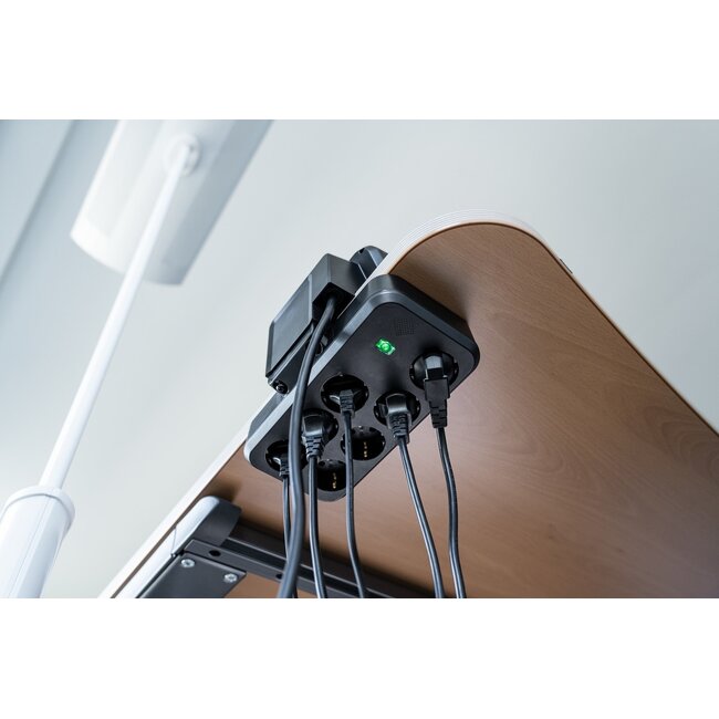 Brennenstuhl Estilo Steckdosenleiste 2+7 Kontakte, 2x USB (1x PD), Überspannungsschutz, Schwarz/Grau - 2m