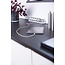 Brennenstuhl Estilo Winkel-Steckdosenleiste 6-fach (4+2) mit 2x USB, weiß/Edelstahl, 2 m
