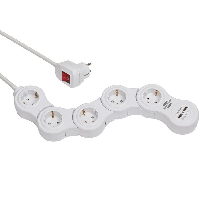 Brennenstuhl Vario Power Steckdosenleiste 5-fach + 2x USB, weiß, 1,4 m