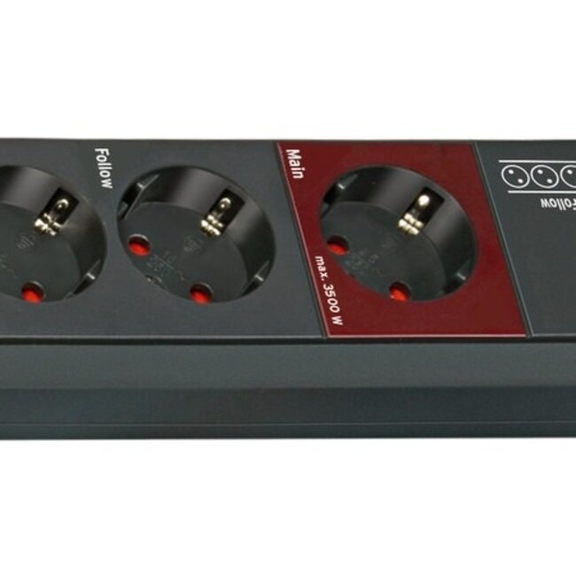 Brennenstuhl Secure-Tec Master/Slave Steckdosenleiste 6-fach mit Überspannungsschutz, 3m, schwarz