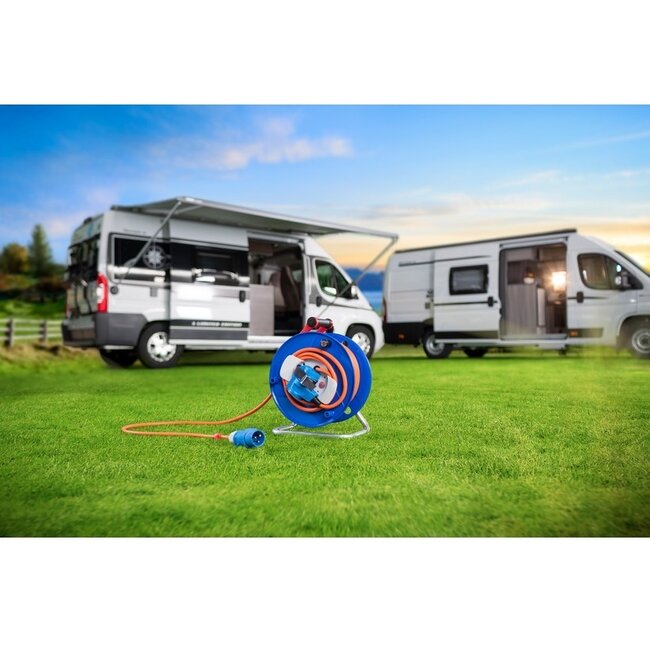 Brennenstuhl Garant CEE 3-polige IP44 Camping-/Maritime Kabeltrommel 23+2m Blau/Orange