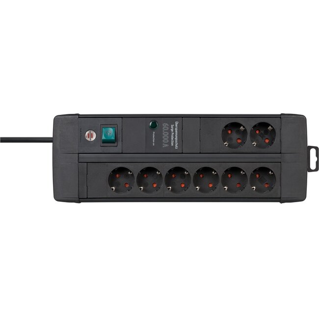 Brennenstuhl Premium-Line Steckdosenleiste 8-fach mit Überspannungsschutz, 3m, schwarz
