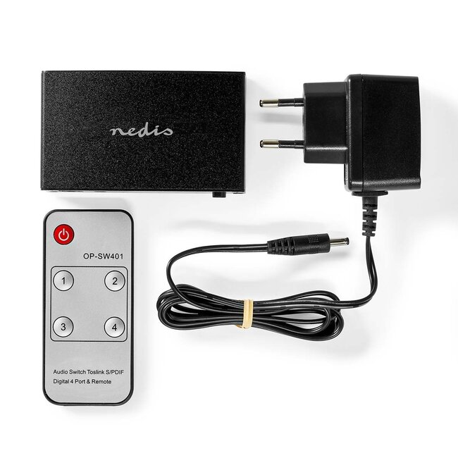 Nedis Digitale Optische Toslink Audio Umschalter 4-in-1 mit Fernbedienung
