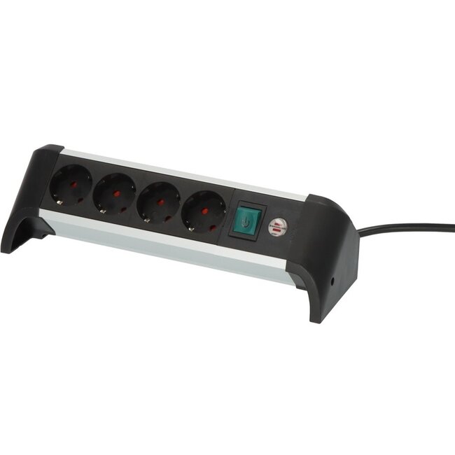 Brennenstuhl Alu-Office-Line Steckdosenleiste 4-fach schwarz 1,8 m