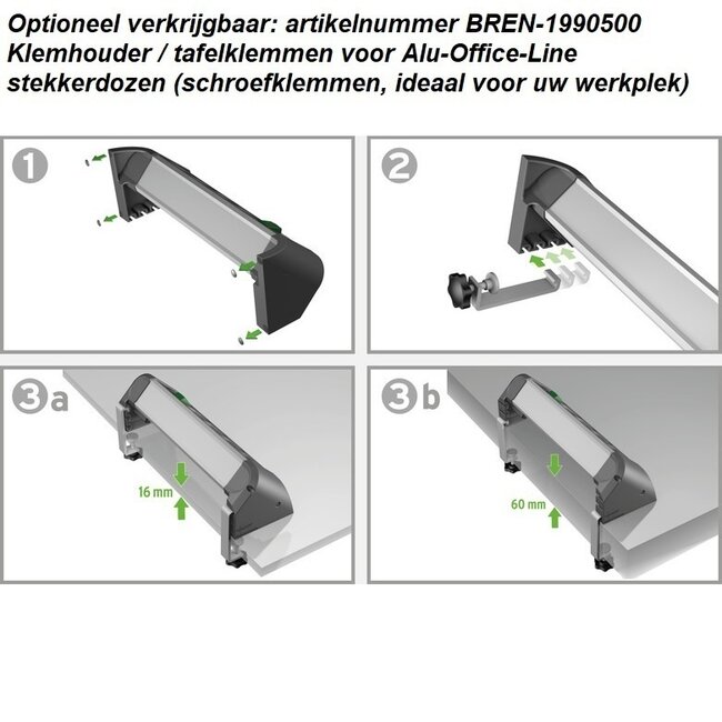 Brennenstuhl Alu-Office-Line Steckdosenleiste 4-fach + 2x USB, schwarz, 1,8 m