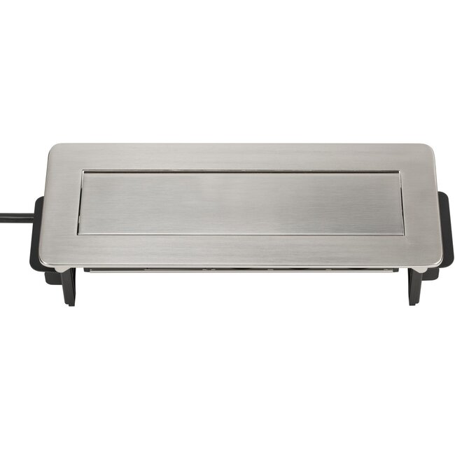 Brennenstuhl Indesk-Power Einbau-Steckdosenleiste 3-fach + 2x USB Aluminium - 2m