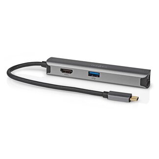 Nedis Nedis USB-C auf HDMI 4K 60Hz, USB-A & RJ45 Adapter, Grau - 0,20 m
