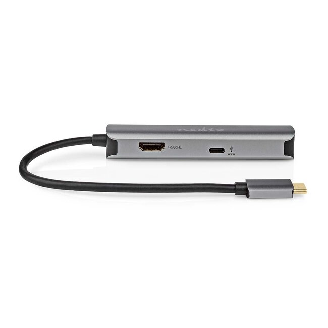Nedis USB-C auf HDMI 4K 60Hz, USB-A, USB-C PD 100W & RJ45 Adapter Grau - 0,20 m