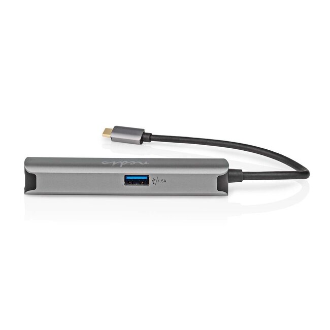 Nedis USB-C auf HDMI 4K 60Hz, USB-A, USB-C PD 100W & RJ45 Adapter Grau - 0,20 m
