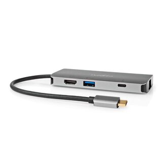 Nedis Nedis USB-C zu HDMI 4K 60Hz, USB-A, USB-C PD 100W, RJ45 & (Micro) SD Adapter / Grau - 0,20 m