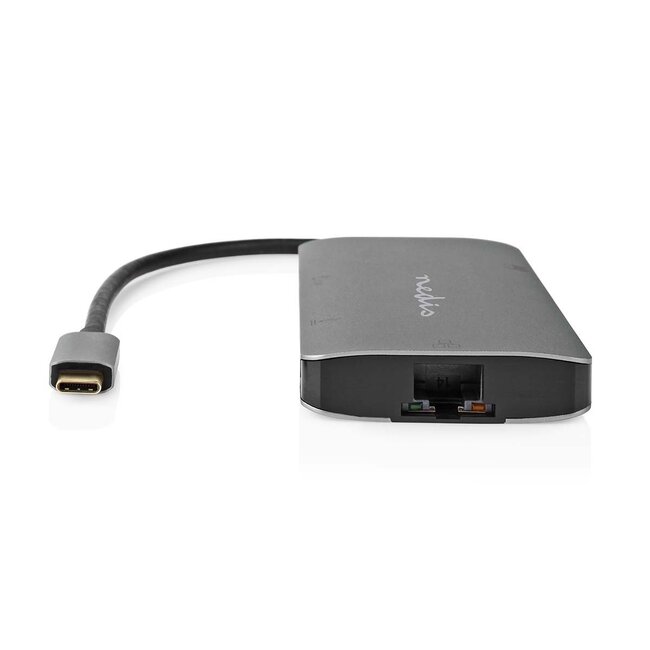 Nedis USB-C zu HDMI 4K 60Hz, USB-A, USB-C PD 100W, RJ45 & (Micro) SD Adapter / Grau - 0,20 m