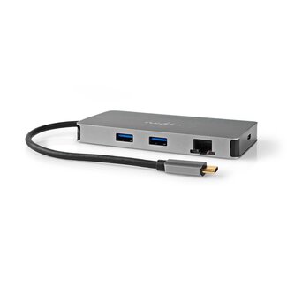Nedis Nedis USB-C auf 2x HDMI 4K 30Hz, USB-A, USB-C PD 100W, RJ45 & (Micro) SD Adapter / Grau - 0,20 m
