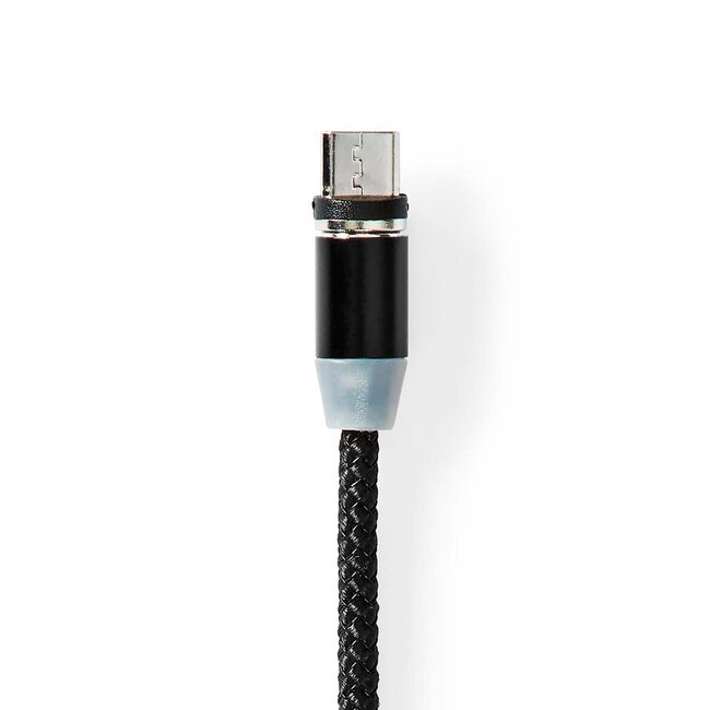 Nedis Micro USB + USB-C auf USB-A Kabel mit Magnetstecker - USB 2.0 - bis 2A / Schwarz - 2 Meter