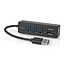 Nedis USB 3.0 Hub mit 3 Ports und Kartenleser – busbetrieben – schwarz – 0,15 m