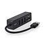 Nedis USB 3.0 Hub mit 3 Ports und Kartenleser – busbetrieben – schwarz – 0,15 m