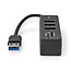 Nedis USB 3.0 Hub mit 3 Ports und Kartenleser – busbetrieben – schwarz – 0,15 m