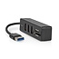 Nedis USB 3.0 Hub mit 3 Ports und Kartenleser – busbetrieben – schwarz – 0,15 m