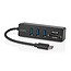 Nedis USB-C Hub mit 3 Ports & Kartenleser - buspowered - USB 3.0 / Schwarz - 0,10 m