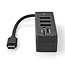 Nedis USB-C Hub mit 3 Ports & Kartenleser - buspowered - USB 3.0 / Schwarz - 0,10 m