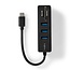 Nedis USB-C Hub mit 3 Ports & Kartenleser - buspowered - USB 3.0 / Schwarz - 0,10 m