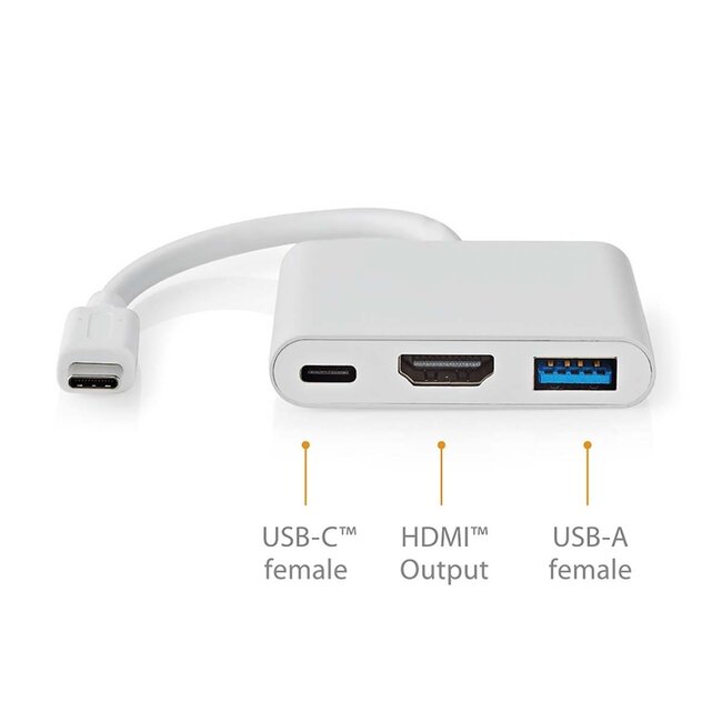 Nedis USB-C auf HDMI 4K 30Hz, USB-A & USB-C Adapter / Weiß - 0,10 m