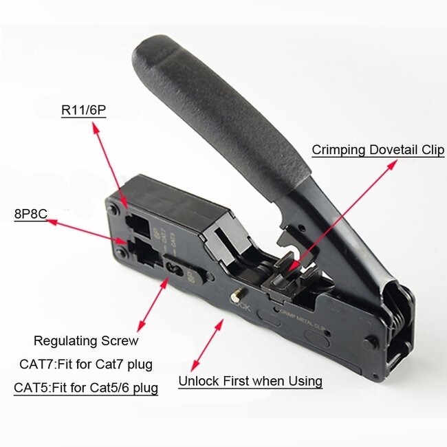 Nedis Profi-Crimpzange für RJ45, RJ12 & RJ11 Metallstecker