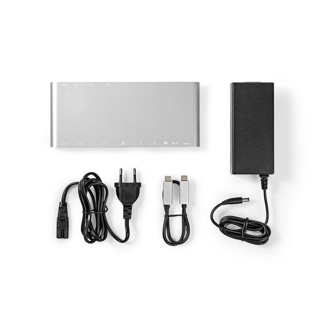 Nedis Premium USB-C Dockingstation mit HDMI, DisplayPort, VGA, 3,5mm, RJ45, USB-A & USB-C, DP Alt Mode, Aluminium - 0,20 m