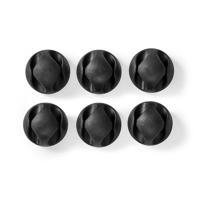 Nedis Selbstklebende Kabelhalter für 2 Kabel - 6 Stück / Schwarz