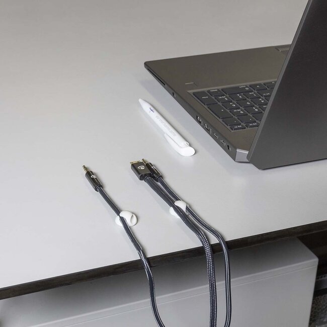 Nedis Selbstklebende Kabelhalter für 2 Kabel - 6 Stück / Weiß