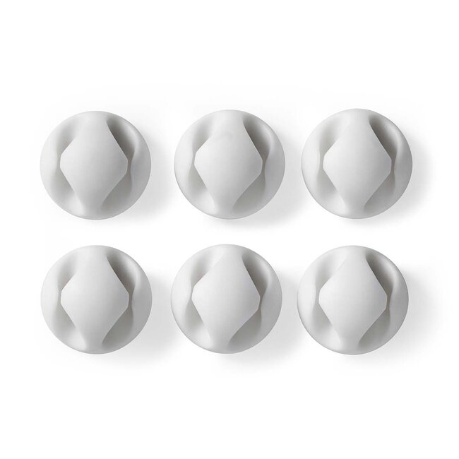 Nedis Selbstklebende Kabelhalter für 2 Kabel - 6 Stück / Weiß