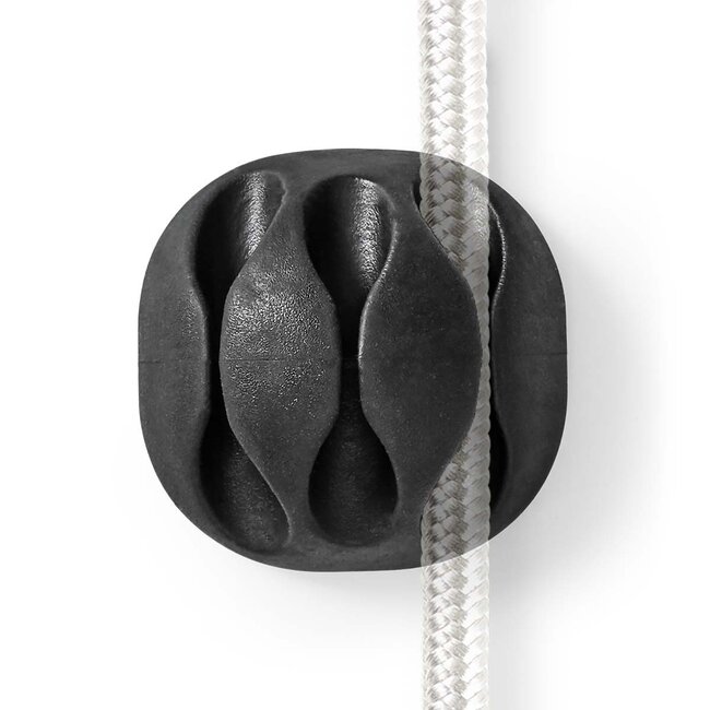 Nedis Selbstklebende Kabelhalter für 3 Kabel - 4 Stück / Schwarz