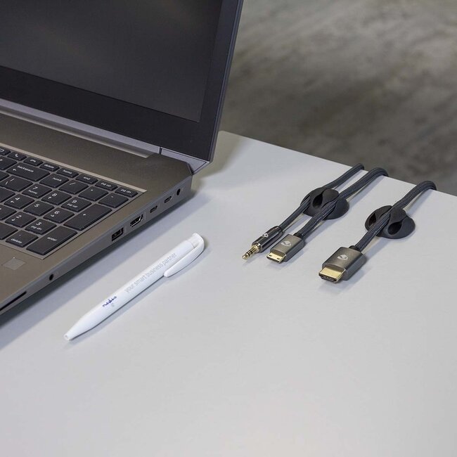 Nedis Selbstklebende Kabelhalter für 3 Kabel - 4 Stück / Schwarz